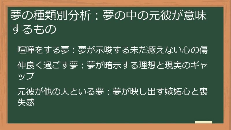 夢の種類別分析：夢の中の元彼が意味するもの