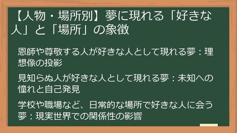 【人物・場所別】夢に現れる「好きな人」と「場所」の象徴