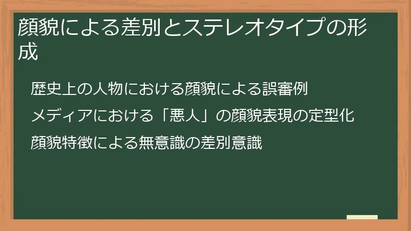 顔貌による差別とステレオタイプの形成