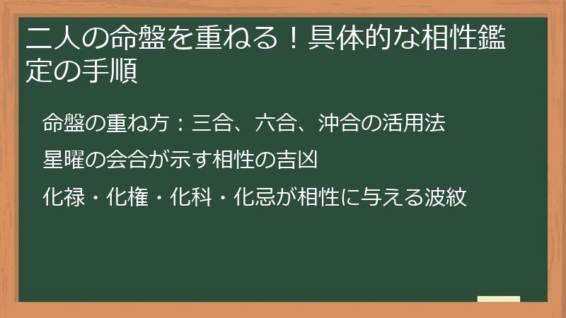 二人の命盤を重ねる！具体的な相性鑑定の手順