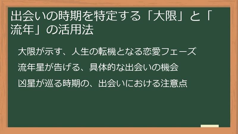 出会いの時期を特定する「大限」と「流年」の活用法