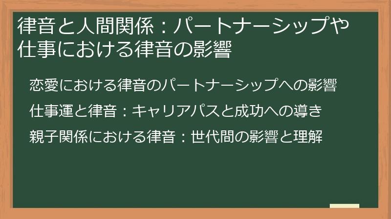 律音と人間関係：パートナーシップや仕事における律音の影響