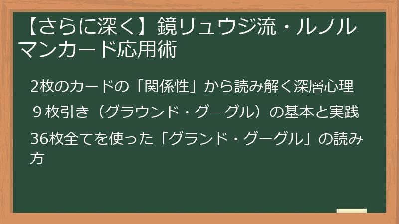 【さらに深く】鏡リュウジ流・ルノルマンカード応用術