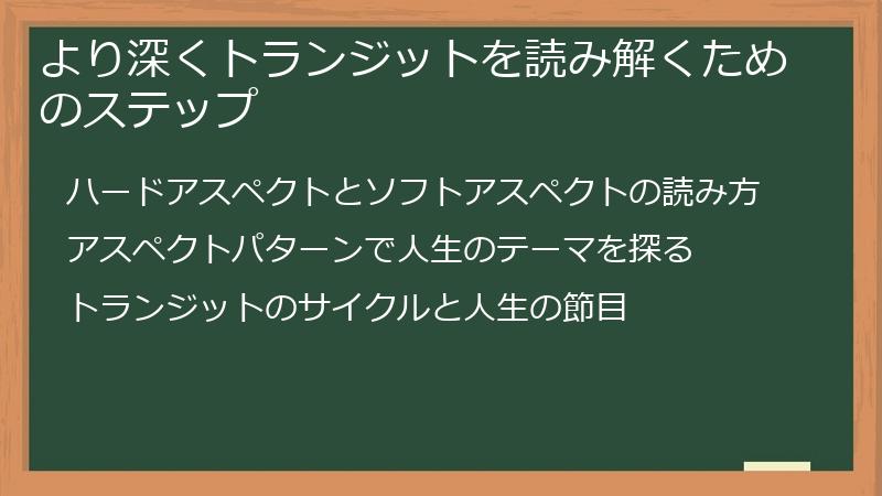 より深くトランジットを読み解くためのステップ