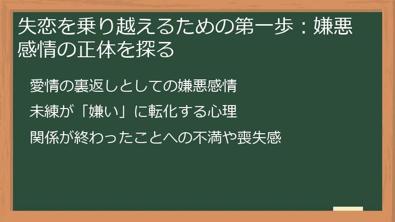 失恋を乗り越えるための第一歩：嫌悪感情の正体を探る