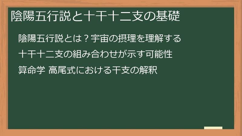 陰陽五行説と十干十二支の基礎
