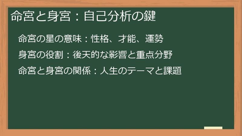 命宮と身宮：自己分析の鍵