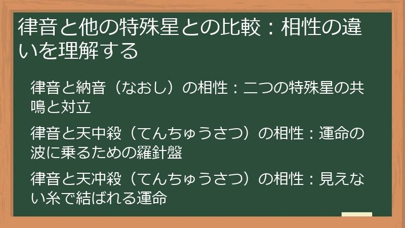 律音と他の特殊星との比較:相性の違いを理解する