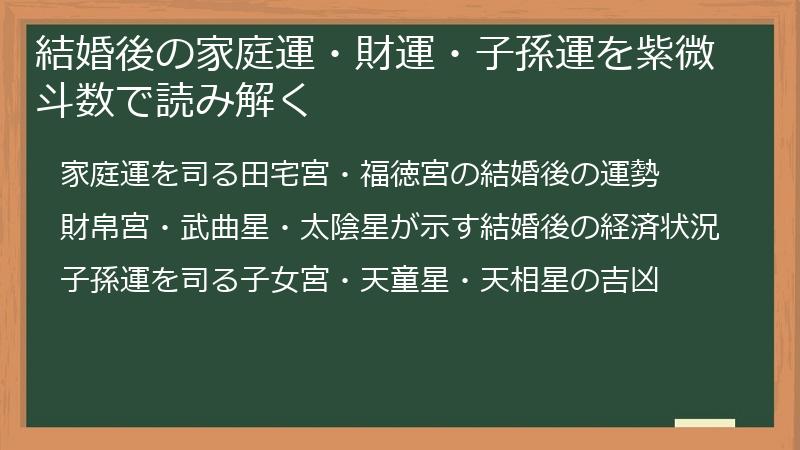 結婚後の家庭運・財運・子孫運を紫微斗数で読み解く