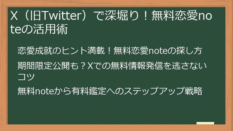 X（旧Twitter）で深堀り！無料恋愛noteの活用術
