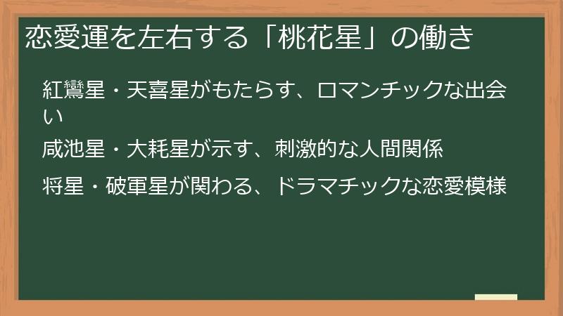 恋愛運を左右する「桃花星」の働き