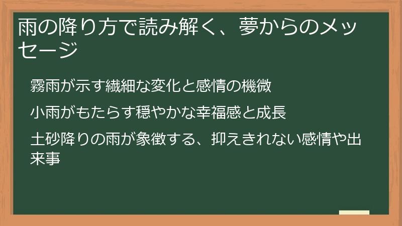 雨の降り方で読み解く、夢からのメッセージ