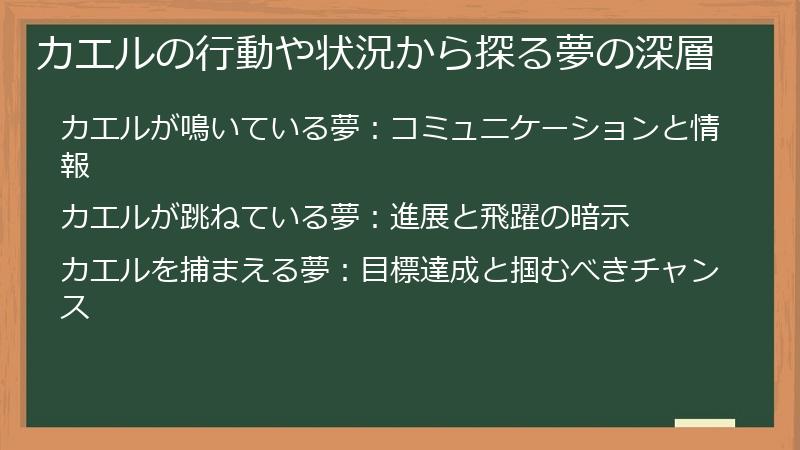 カエルの行動や状況から探る夢の深層