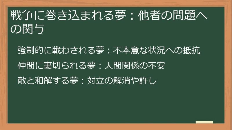 戦争に巻き込まれる夢:他者の問題への関与