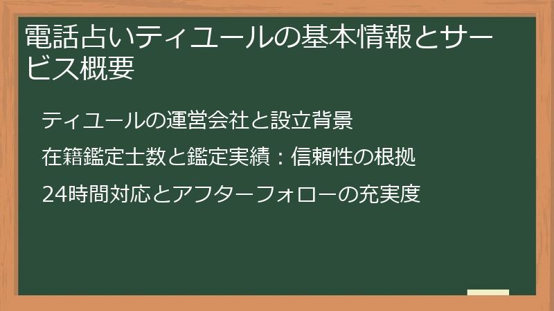 電話占いティユールの基本情報とサービス概要