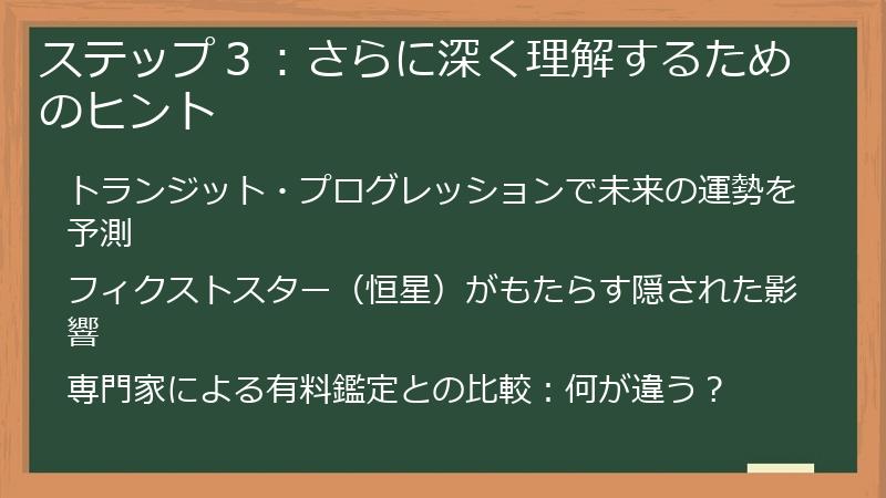 ステップ３：さらに深く理解するためのヒント