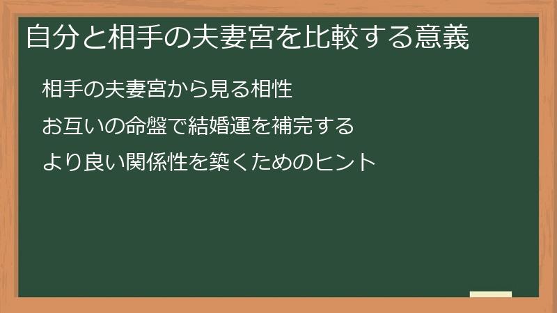 自分と相手の夫妻宮を比較する意義