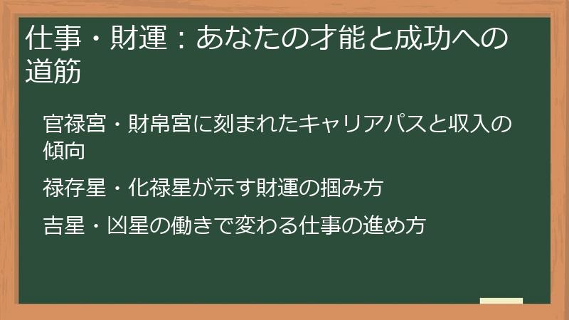 仕事・財運：あなたの才能と成功への道筋