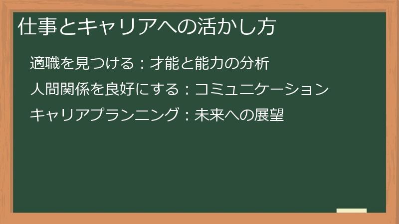 仕事とキャリアへの活かし方
