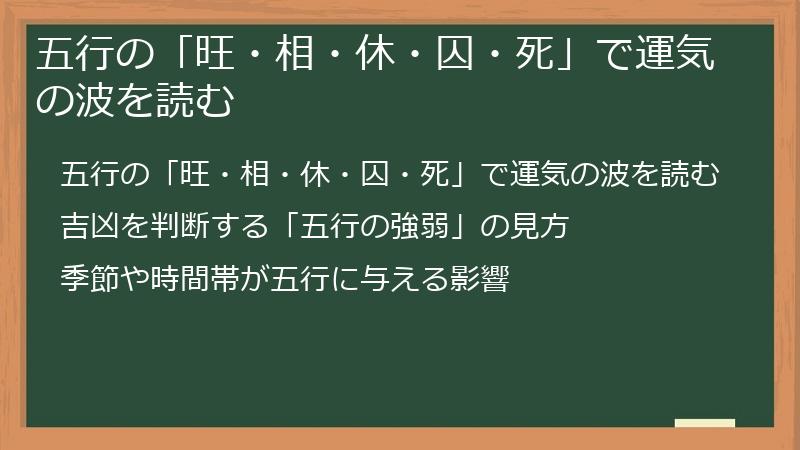 五行の「旺・相・休・囚・死」で運気の波を読む