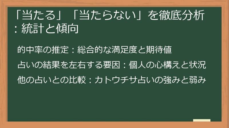 「当たる」「当たらない」を徹底分析：統計と傾向