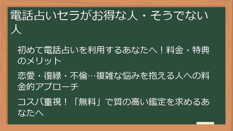 電話占いセラがお得な人・そうでない人