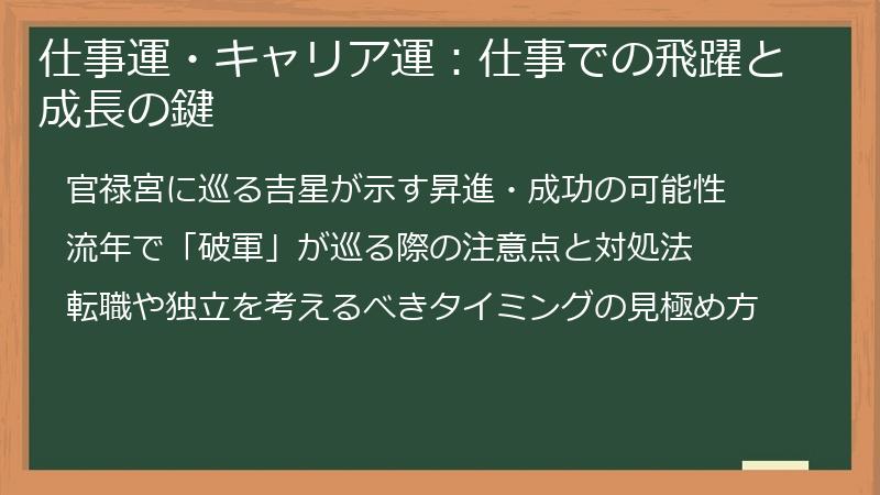 仕事運・キャリア運：仕事での飛躍と成長の鍵