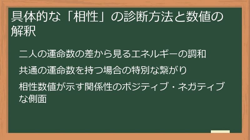 具体的な「相性」の診断方法と数値の解釈
