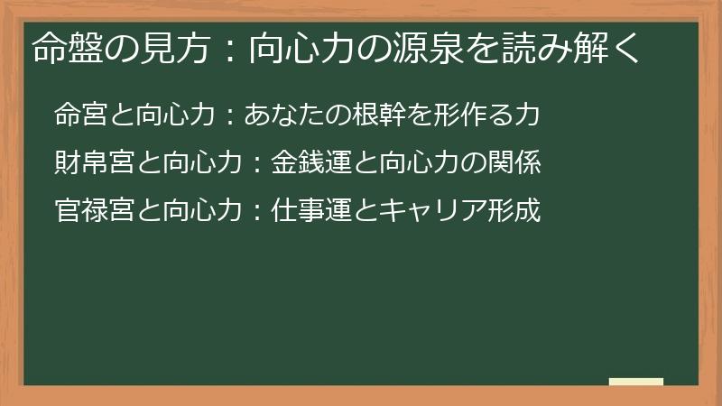 命盤の見方：向心力の源泉を読み解く