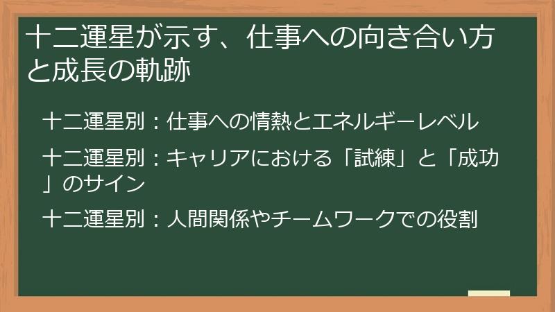 十二運星が示す、仕事への向き合い方と成長の軌跡