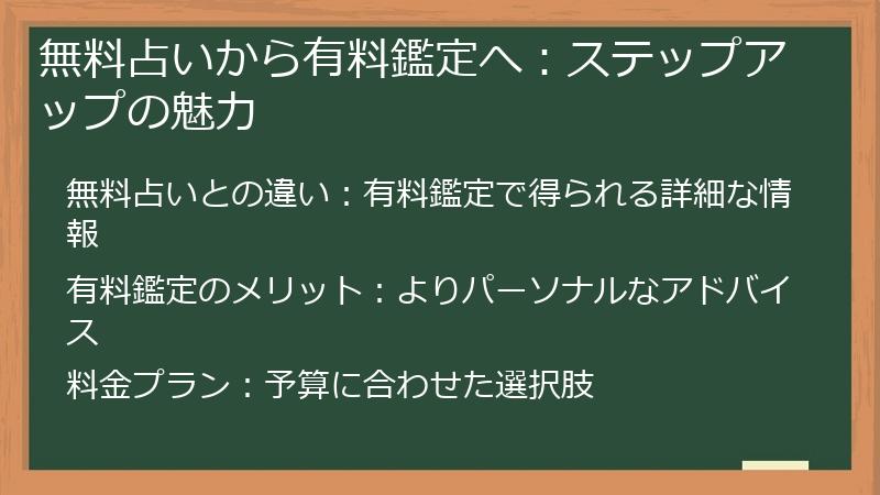 無料占いから有料鑑定へ：ステップアップの魅力