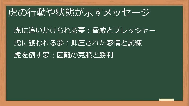 虎の行動や状態が示すメッセージ