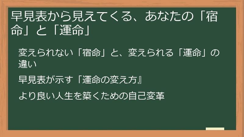早見表から見えてくる、あなたの「宿命」と「運命」