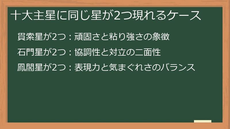 十大主星に同じ星が2つ現れるケース