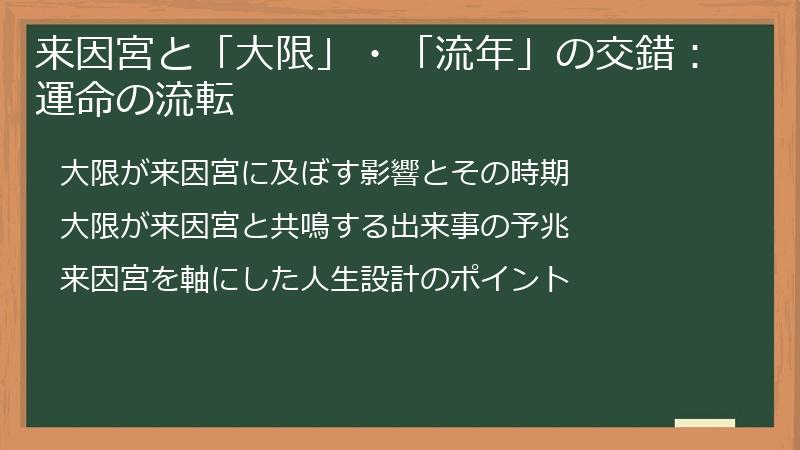 来因宮と「大限」・「流年」の交錯：運命の流転