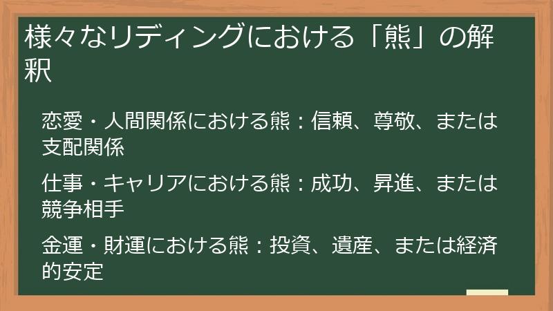 様々なリディングにおける「熊」の解釈