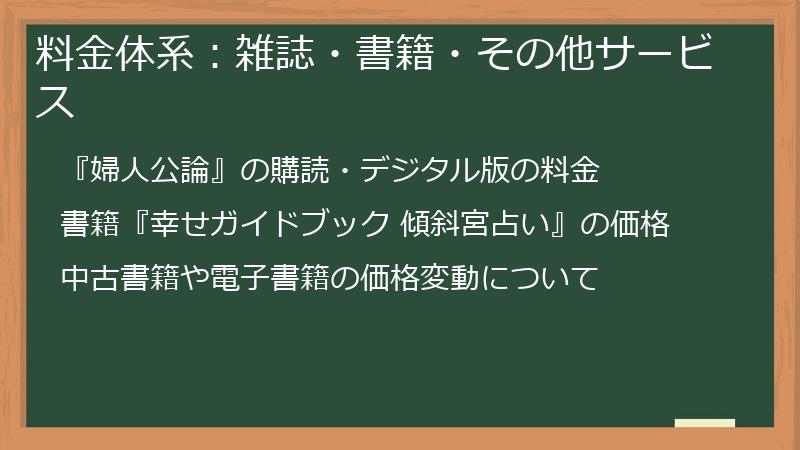 料金体系:雑誌・書籍・その他サービス