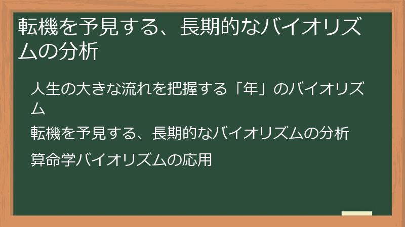 転機を予見する、長期的なバイオリズムの分析