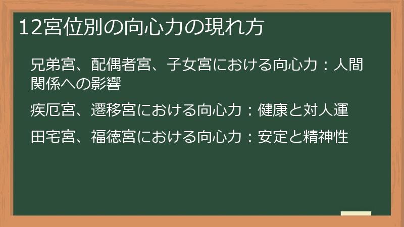 12宮位別の向心力の現れ方