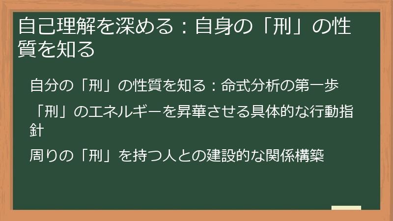 自己理解を深める：自身の「刑」の性質を知る