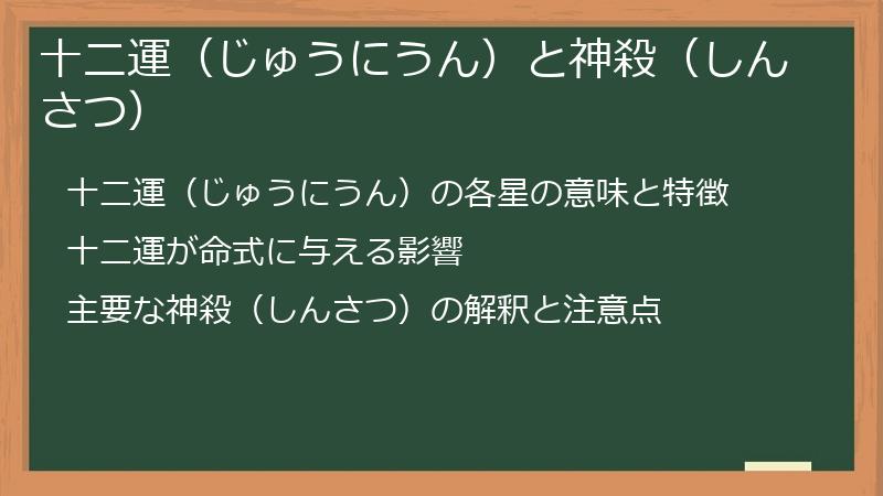 十二運（じゅうにうん）と神殺（しんさつ）