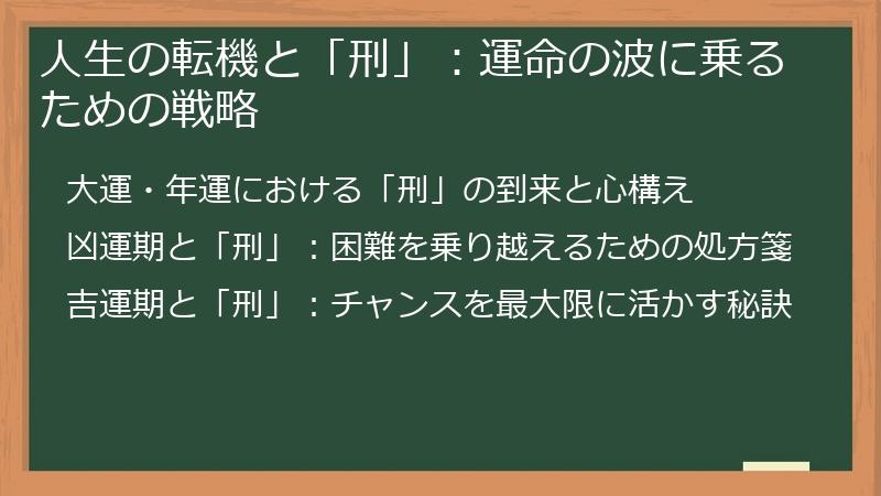 人生の転機と「刑」:運命の波に乗るための戦略