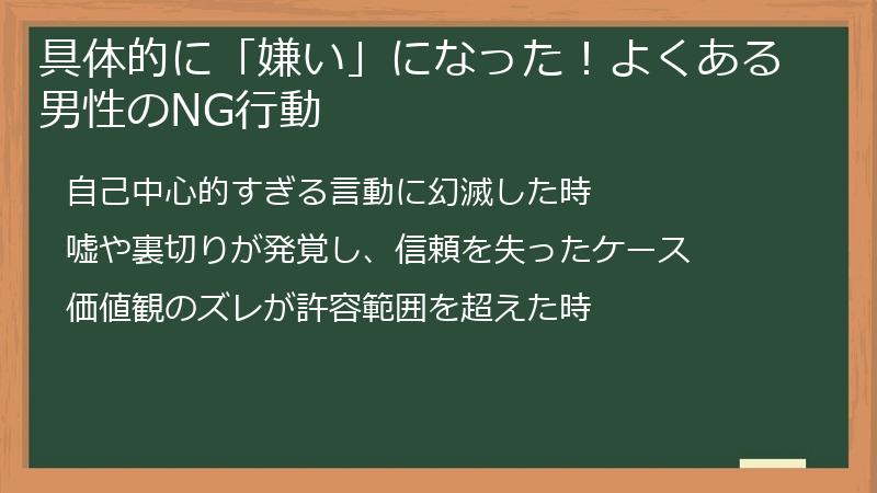 具体的に「嫌い」になった！よくある男性のNG行動