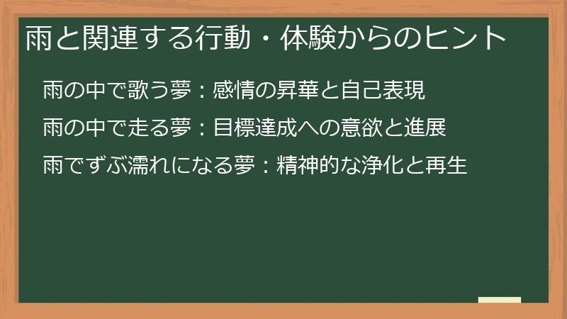 雨と関連する行動・体験からのヒント