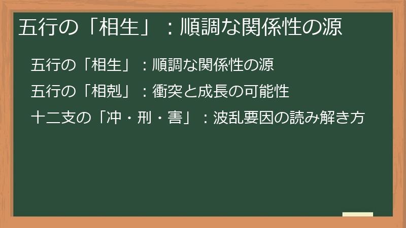 五行の「相生」：順調な関係性の源