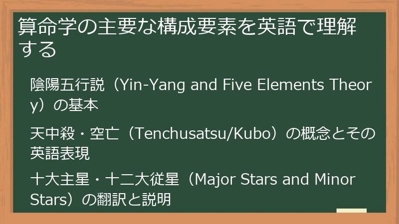 算命学の主要な構成要素を英語で理解する