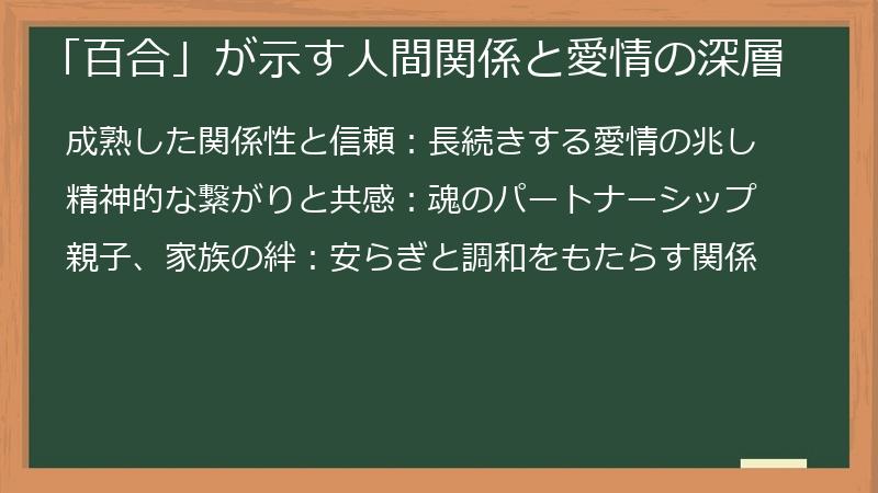 「百合」が示す人間関係と愛情の深層