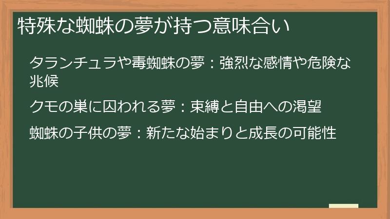 特殊な蜘蛛の夢が持つ意味合い
