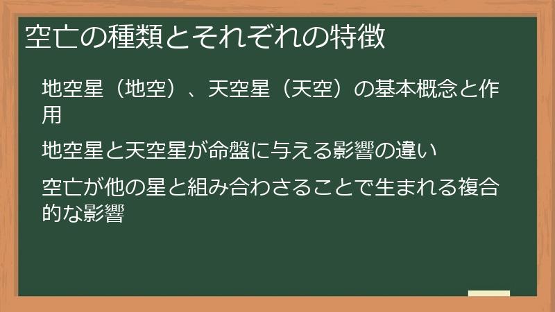 空亡の種類とそれぞれの特徴