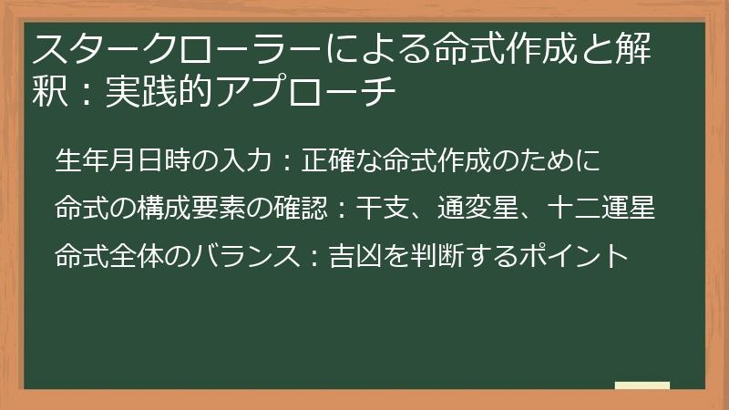スタークローラーによる命式作成と解釈：実践的アプローチ
